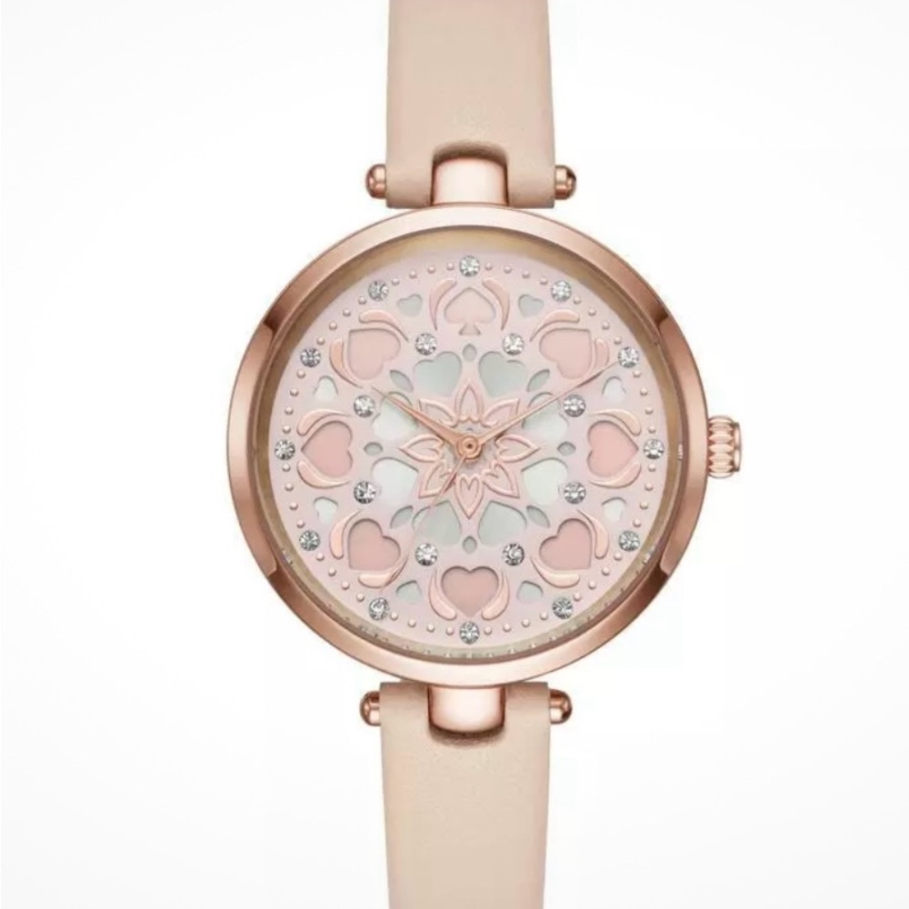 Kate Spade Holland Heart Vachetta Rose Gold Women's Watch Leather strap